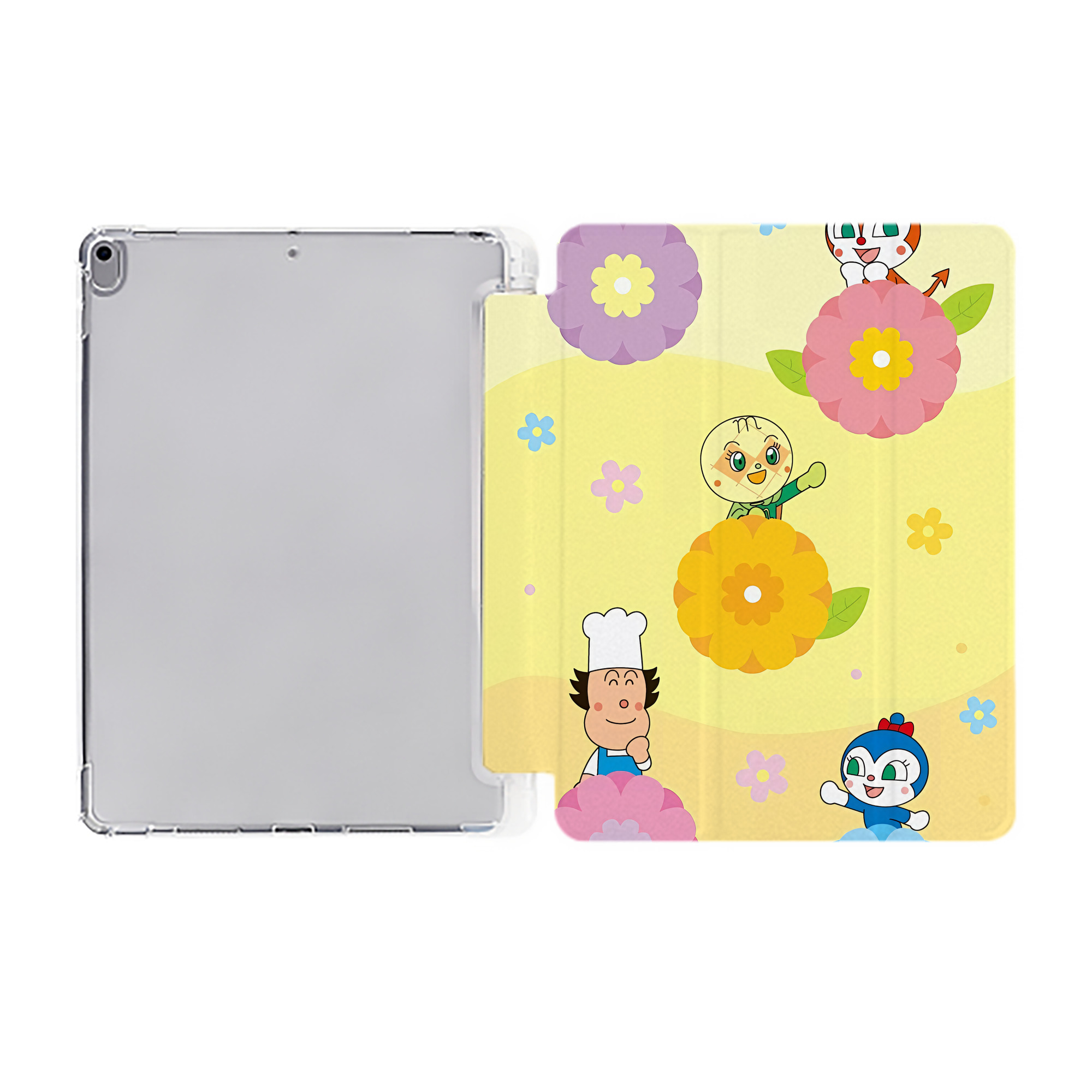 （画像用） アンパンマン Anpanman IPad ケース ペン収納付き 三つ折りスタンド PUレザー×シリコン 対応機種9.5/10.5/10.9インチ